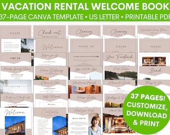 Vacation Rental Host Bundle: Welcome Book, Signs, and Cleaning Checklists | Customize in Canva | Airbnb Host | House Guide | Printable PDF