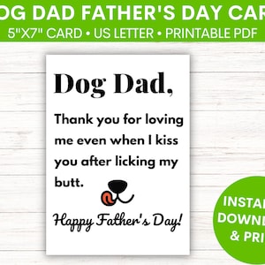 Hond Papa Vaderdag Wenskaart | Grappige Pawther's Day | Kaart voor Pawrent | Van Hond | Vanaf pup | Grappige afdrukbare PDF-kaart