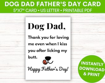 Dog Dad Father's Day Greeting Card | Funny Pawther's Day | Card for Pawrent | From Dog | From Puppy | Funny Printable PDF Card