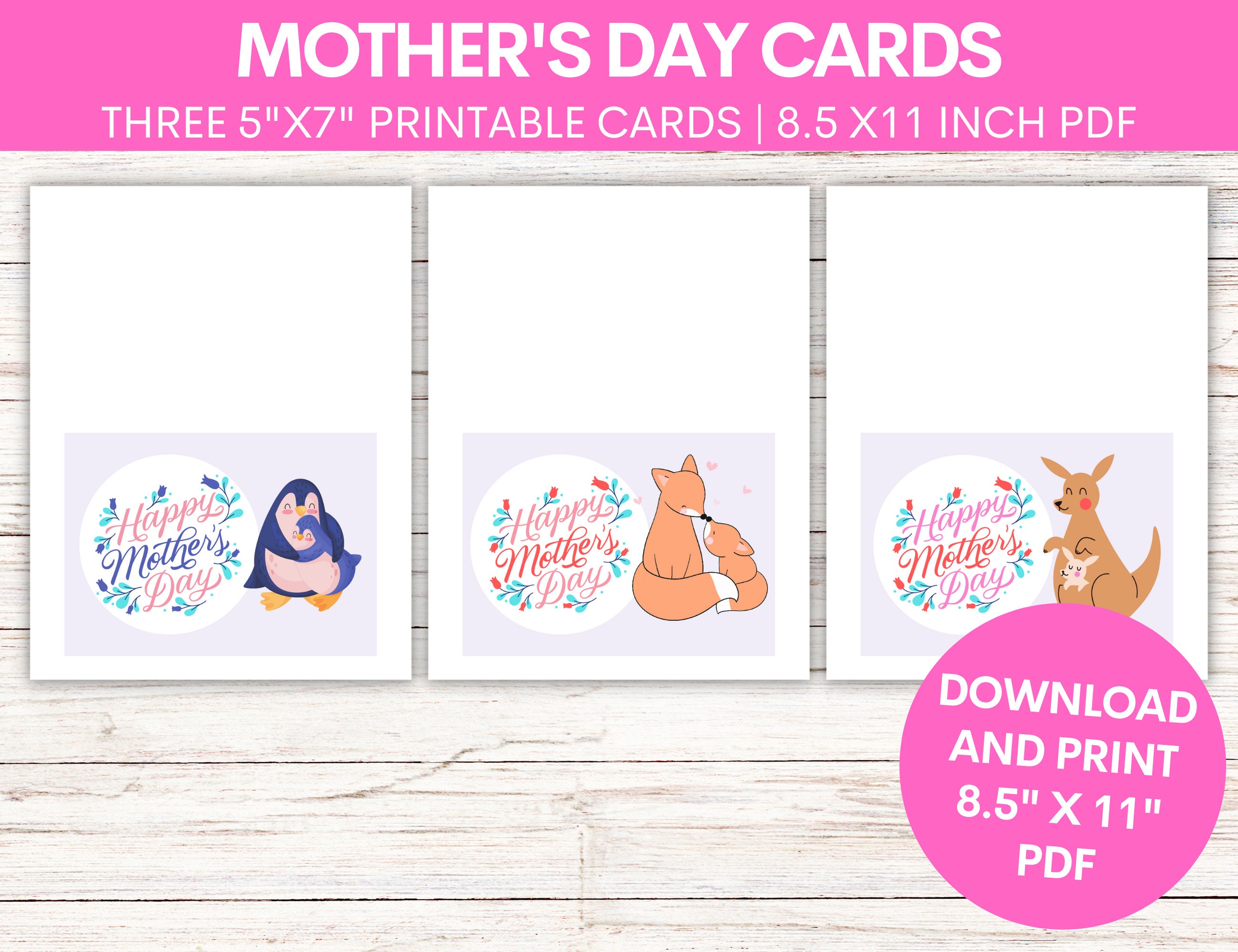 Printable Mother's Day Greeting Card Bundle | Blank Mother's Day Card ...