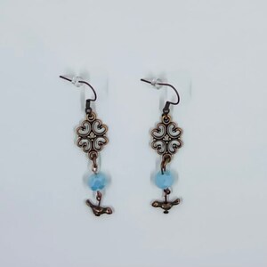 Burnished copper bird earrings