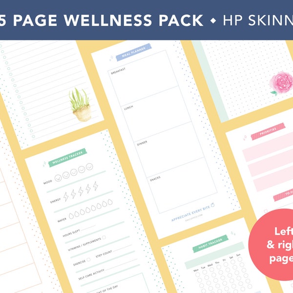 45 Page Wellness & Productivity Planner  - Skinny Classic Happy Planner Refill - Printable Journal Pack