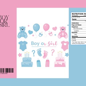 Chip bag label, digitaal bestand, boyorgirl, gender reveal, feestdecor, afdrukbare labels