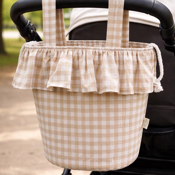 Pram Bag, Stroller Bag, Baby Stroller Organizer Bag, Gingham