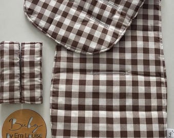 PRAM LINER - Chocolate Gingham  Pram Liner, Stroller Liner