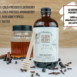 Elderberry-Aronia Syrup | 100% American, All-Natural from Pressed Juice | 2000mg Elderberry + 2000mg Aronia per Teaspoon