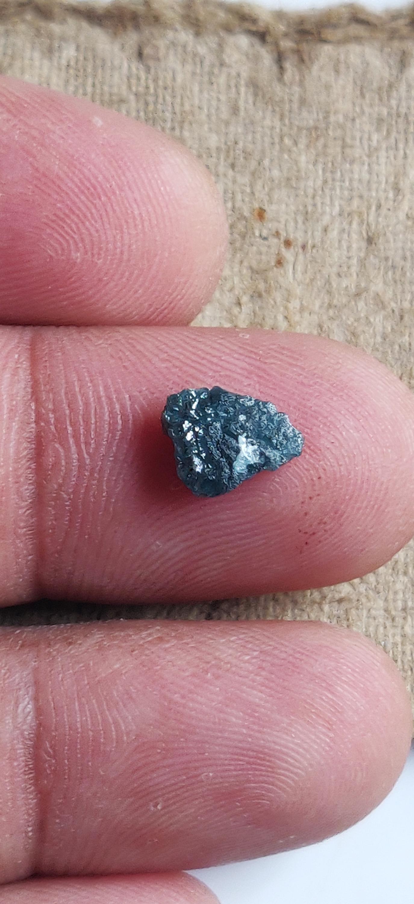 Diamant Brut Bleu Naturel 1.36 Carats - Non Taillé, Origine Afrique Du Sud, Pour Collection