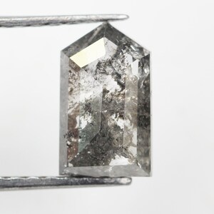 0.94 CT 7.8 MM Natural Loose Coffin Salt And Pepper Diamond Black Grey Color Coffin Shape Rose Cut Diamond M23