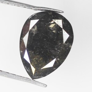 1.85 CT Natural Loose Pear Diamond Natural Black Color Pear Shape Rose Cut Diamond For Ring