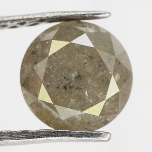 0.89 CT 5.40 MM 天然ルースダイヤモンド、ソルトアンドペッパーラウンドブリリアントカットダイヤモンド、グレーカラーファインダイヤモンド、ラウンドダイヤモンドリング NJ884