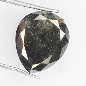 3.57 CT Natural Loose Pear Diamond Natural Black Color Pear Shape Rose Cut Diamond For Ring