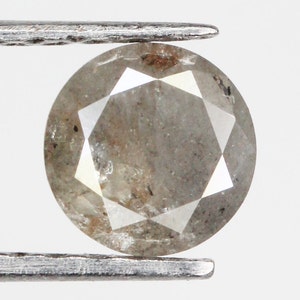 0,43 Ct 4,9 mm Rund Salz und Pfeffer Diamant, Natürlicher Brillantschliff Diamant, Grauer Verlobungsring Diamanten NJ311