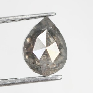 Natural Loose Pear Salt And Pepper Diamond Grey Color Pear Shape Rose Cut Diamond 0.47 CT 5.7 MM NJ327
