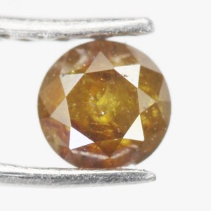 Natural Round Brilliant Cut Diamond Fancy Yellow Round Cut Diamond Round Shape Diamond Rustic Diamond 0.21 CT 3.40X3.00 MM  NJ933