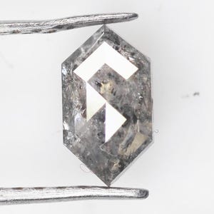 Natural Loose Hexagon Salt And Pepper Diamond Grey Color 0.39 CT 6.7 MM Hexagon Shape Rose Cut Diamond