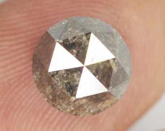 4,96 ct naturlig brun diamant, rund rosenslipad, lös diamant