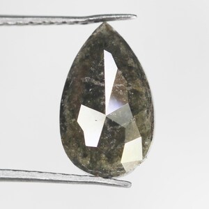 1.59 CT Natural Loose Pear Diamond Natural Grey Color Pear Shape Rose Cut Diamond For Ring