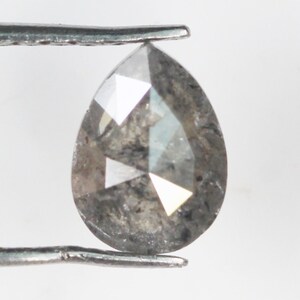 0.59 CT 6.7 MM Natural Loose Pear Salt And Pepper Diamond Grey Color Pear Shape Rose Cut Diamond NJ1081