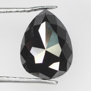 1.99 CT Natural Loose Pear Diamond Natural Black Color Pear Shape Rose Cut Diamond For Ring