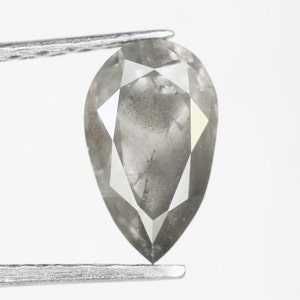 0.61 CT 7.0 MM Natural Loose Pear Salt And Pepper Diamond Grey Color Pear Shape Rose Cut Diamond NJ336