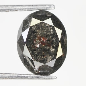 0.84 CT 6.3 MM Natural Loose Oval Salt And Pepper Diamond Black Color Oval Shape Rose Cut Diamond NJ330