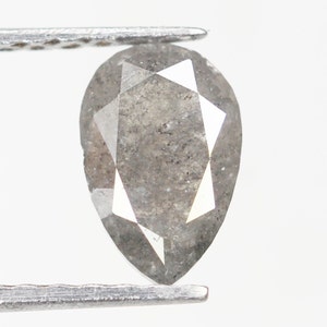 Natural Loose Pear Salt And Pepper Diamond Black Grey Color 0.69 CT 6.8 MM Pear Shape Rose Cut Diamond M32