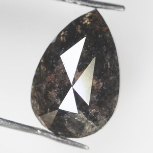 1.80 CT Natural Loose Pear Diamond Natural Black Color Pear Shape Rose Cut Diamond For Ring