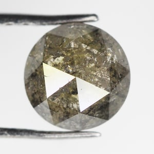 Round Salt and pepper Diamond, Natural loose Diamond, Round Rose cut Diamond, 0.81 Ct  5.6 mm Grey Engagement Ring Diamonds NJ802