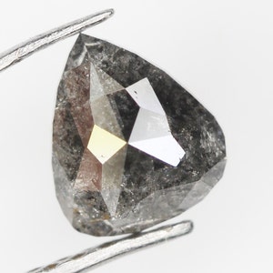 Natural Loose Pear Salt And Pepper Diamond 0.72 CT 6.4 MM Grey Color Pear Shape Rose Cut Diamond NJ749