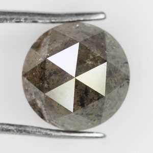 Runder Salz und Pfeffer Diamant, Natürlicher lockerer Diamant, Runder Rosenschliff Diamant, 0,85 Ct 5,6 mm Grau Verlobungsring Diamanten NJ801