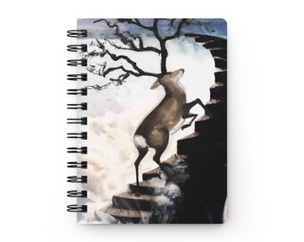Spiral Bound Journal, Artwork of a Deer, Surreal Art, Original Art