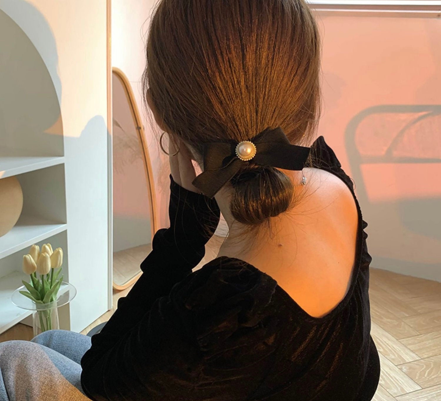 chanel bow hair clip