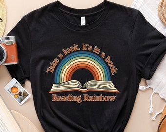 Retro Rainbow Reading T-Shirt: Book Lover Gift
