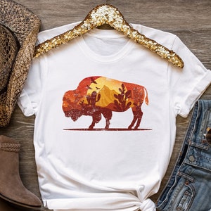 Retro Buffalo Graphic Tee: Western Desert Bison Shirt