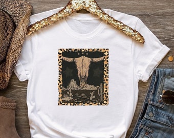 Boho Bull Skull T-Shirt: Western Cowgirl Tee