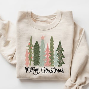 Merry Christmas Sweatshirt, Christmas Tree Sweatshirt, Womens Christmas Shirt, Holiday Sweater, New Year Shirt, Christmas Crewneck, Xmas Tee