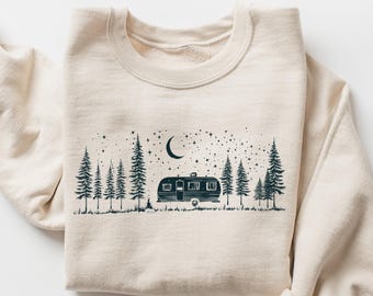 Night Sky Camper Sweatshirt, Glamping RV Life Sweater