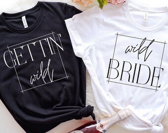 Gettin Wild Bachelorette Shirts, Wild Bride Tee, Jungle Party Squad, Safari Girls Trip, Funny Bridal Team, Wedding T-Shirts