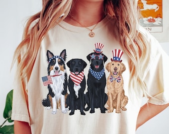 4th of July Dog Shirt, Dog Lover Gift, Fourth of July Dog T-shirts, Independence Day Shirt, Patriotic Shirt, Dog Mom Shirt, USA Flag Shirts