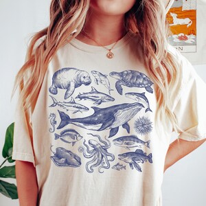 Retro 90s Tattoo Sea Animal Tshirt, Retro Ocean Nature Shirt, Sealife Shirt, Dolphin Shirt, Ocean Shirt, Whale Tee, Turtle Tee, Nature Lover