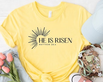 He Is Risen Shirt, Christian Apparel, Easter Religious Shirt, He Lives Tshirt, Jesus Shirt, Bible Verse Shirt, Faith Shirt, Jesus Apparel