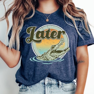 Retro Later Shirt, Gator Shirt for Women, Gift For Her, Cute Alligator Shirt, Animal Lover Tee, Retro Sunset Tshirt, Sunset Graphic Tees