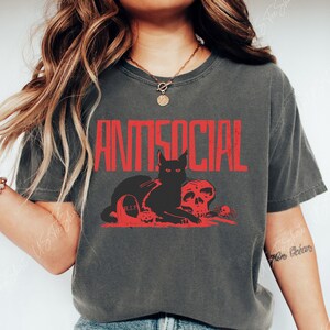 Comfort Colors® Antisocial Shirt, Black Cat Shirt, Gothic Shirt, Sarcastic Shirt, Dark Art T shirt, Cat Lover Gift, Trendy Womens Shirts, Gift For Halloween, Fall Graphic Tee