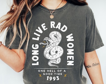 Camisa Comfort Colors® para mujer, Camisa Long Live Rad para mujer, Camisa estética de moda, Camisa feminista, Camisa Girl Power, Camisa bohemia, Camisa de serpiente
