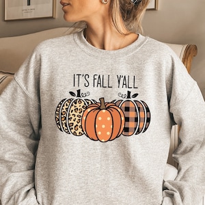 Its Fall Yall Sweatshirt, Leopard Print Fall Sweatshirt, Fall Pumpkin Crewneck, Leopard Pumpkin Shirt, Fall Tshirt, Hello Fall Sweater