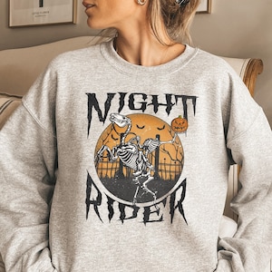 Night Rider Sweatshirt, Halloween Rodeo Spooky Sweatshirt, Western Halloween Shirt, Spooky Cowgirl Shirt, Cowboy Halloween Shirt, Fall Gifts