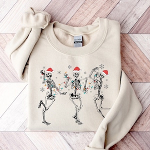 Christmas Dancing Skeleton Sweatshirt, Skeleton Christmas Shirt, Christmas Crewneck, Holiday Sweater, New Year Shirt, Christmas Lights Shirt