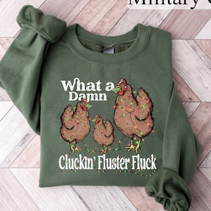 Christmas Chicken Sweatshirt, Funny Christmas Shirt, Womens Holiday Sweaters, Christmas Gifts, Chicken Christmas Shirts, Christmas Crewneck