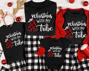 Christmas With My Tribe Shirt, Family Christmas Shirts, Christmas Gift, Family Christmas Pajamas Shirt, Christmas Crew Shirt, Holiday Tshirt