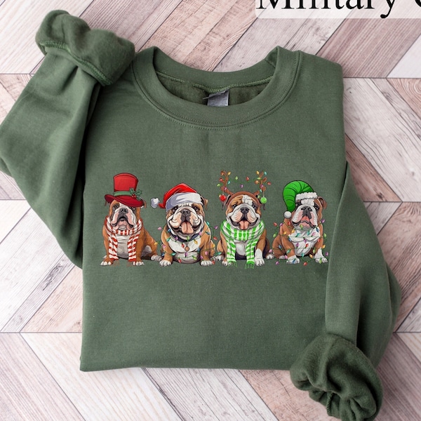 English Bulldog Sweatshirt, Dog Lover Gift, Holiday Sweaters, Christmas English Bulldog Shirt, Christmas Crewneck, Dog Mom Shirt, Xmas Shirt